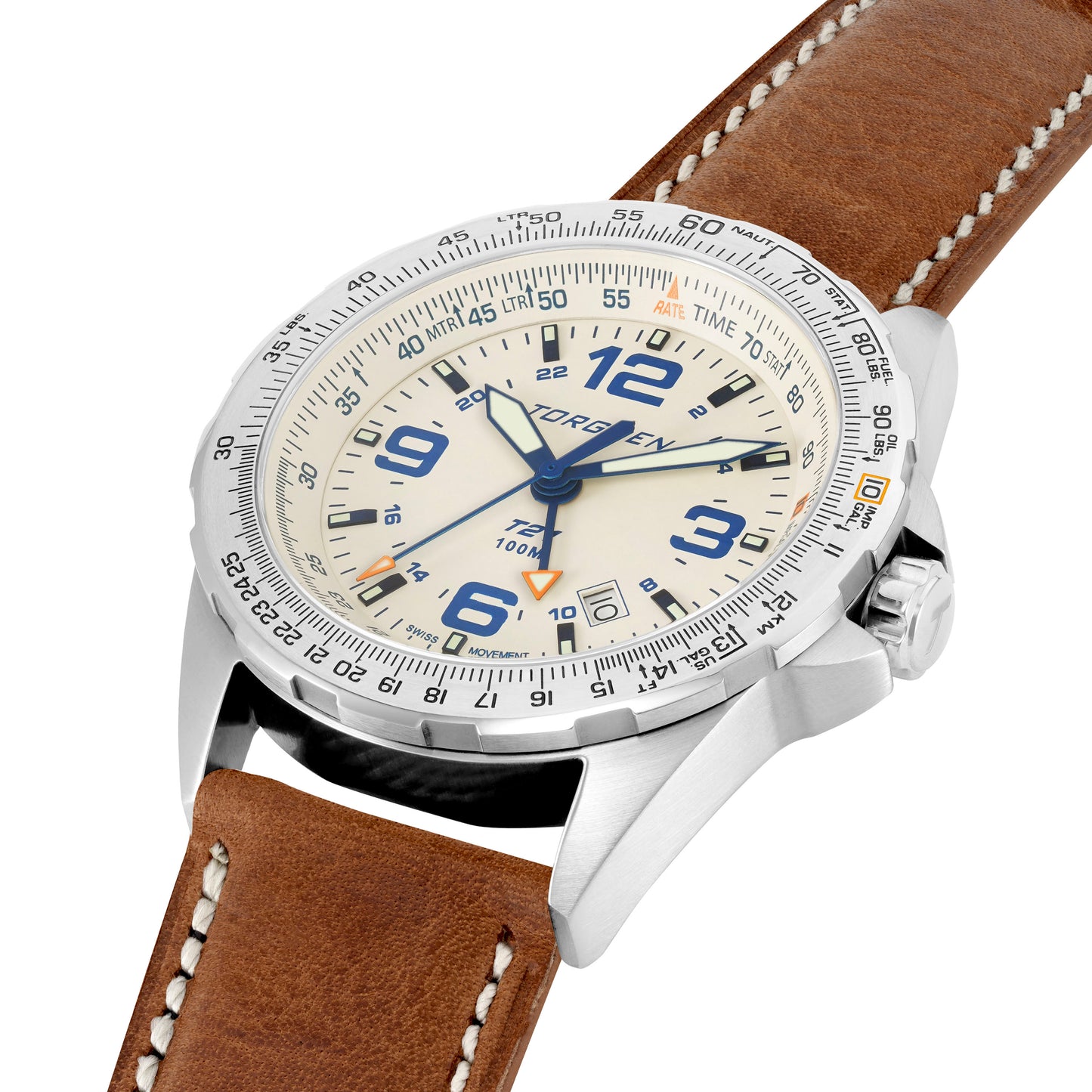T21 Cream Sapphire | 44mm, Vintage Leather Strap