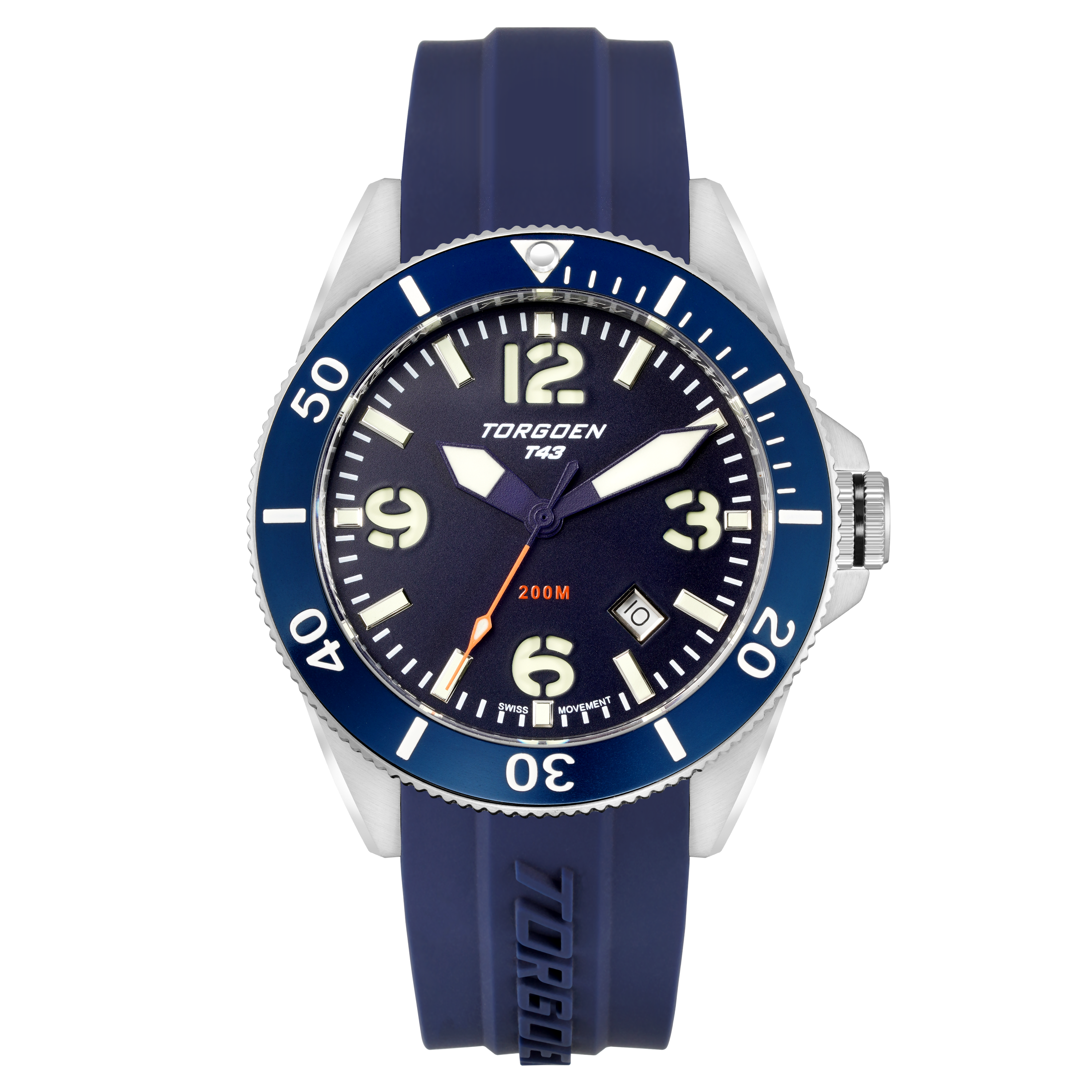 Torgoen T43 Navy Diver Sapphire | 44mm - Navy Silicone Strap Torgoen T43 Navy Diver Sapphire | 44mm - Navy Silicone Strap