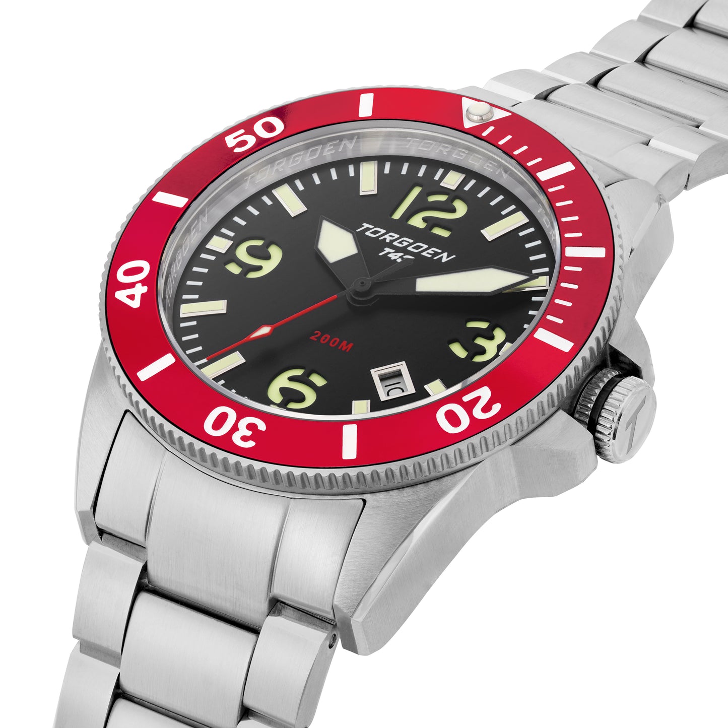 T43 Red Diver Sapphire | 44mm, Stainless Steel Bracelet