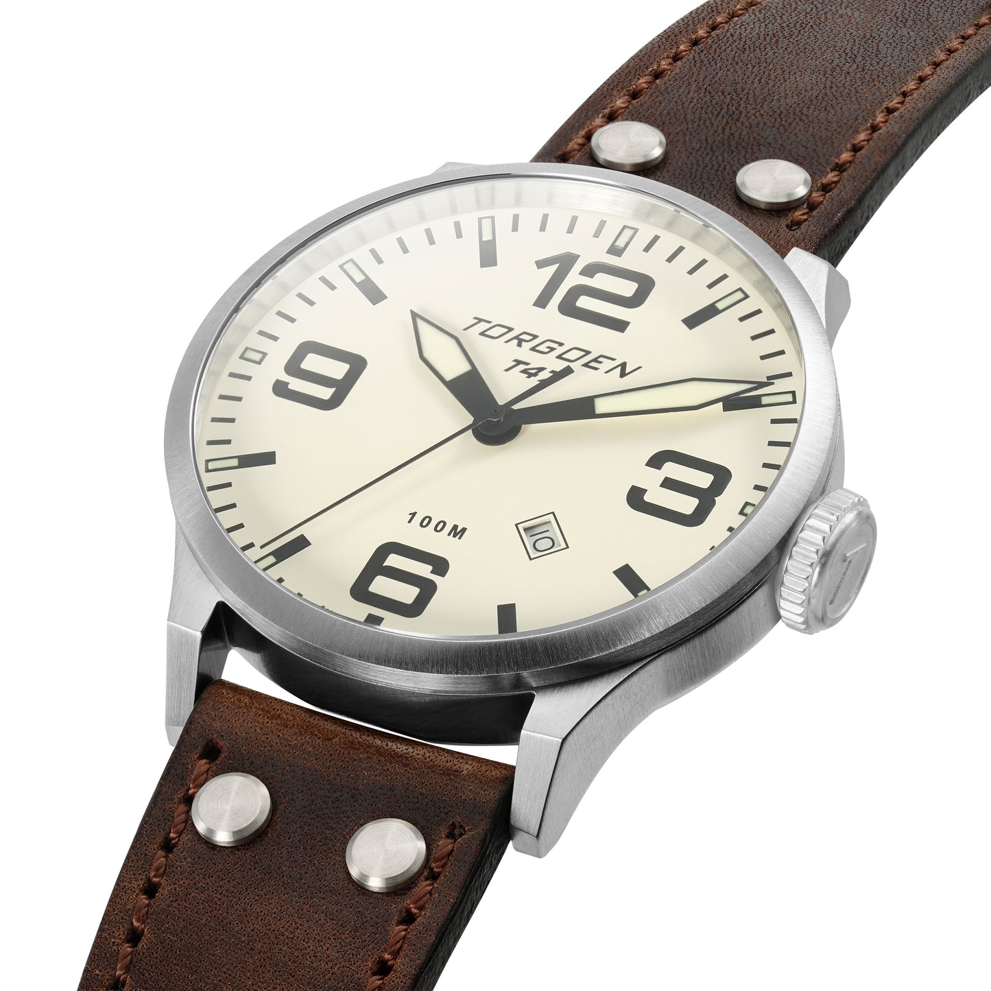 T47 Jumbo Cream Sapphire | 47mm, Brown Leather Strap