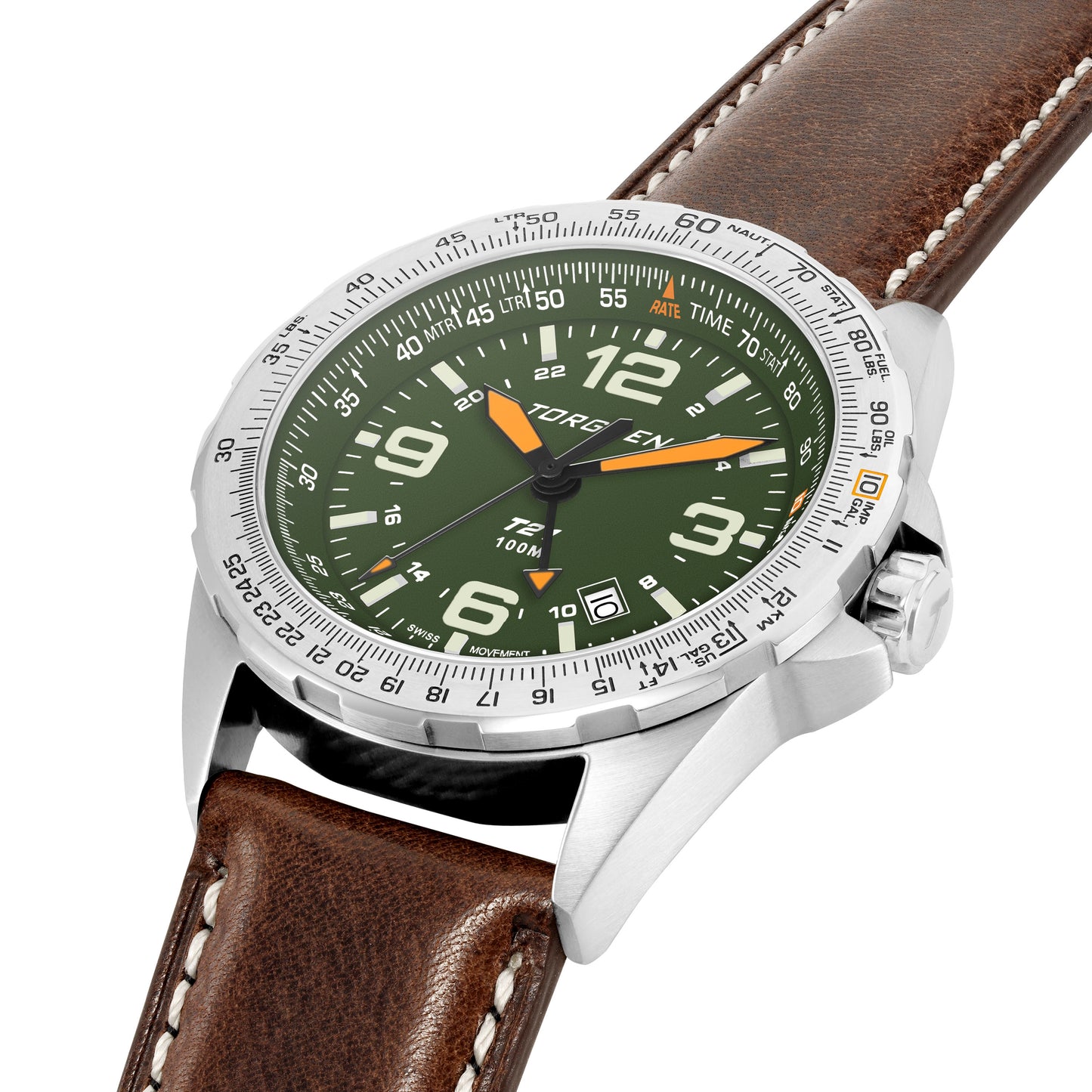 T21 Green Sapphire | 44mm, Vintage Leather Strap