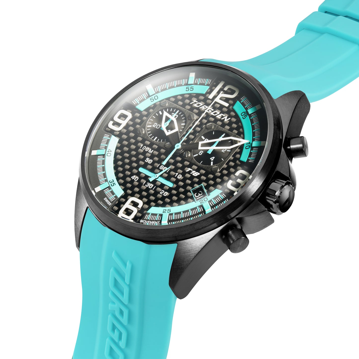 T18 Cyan | 45mm, Cyan Silicone Strap