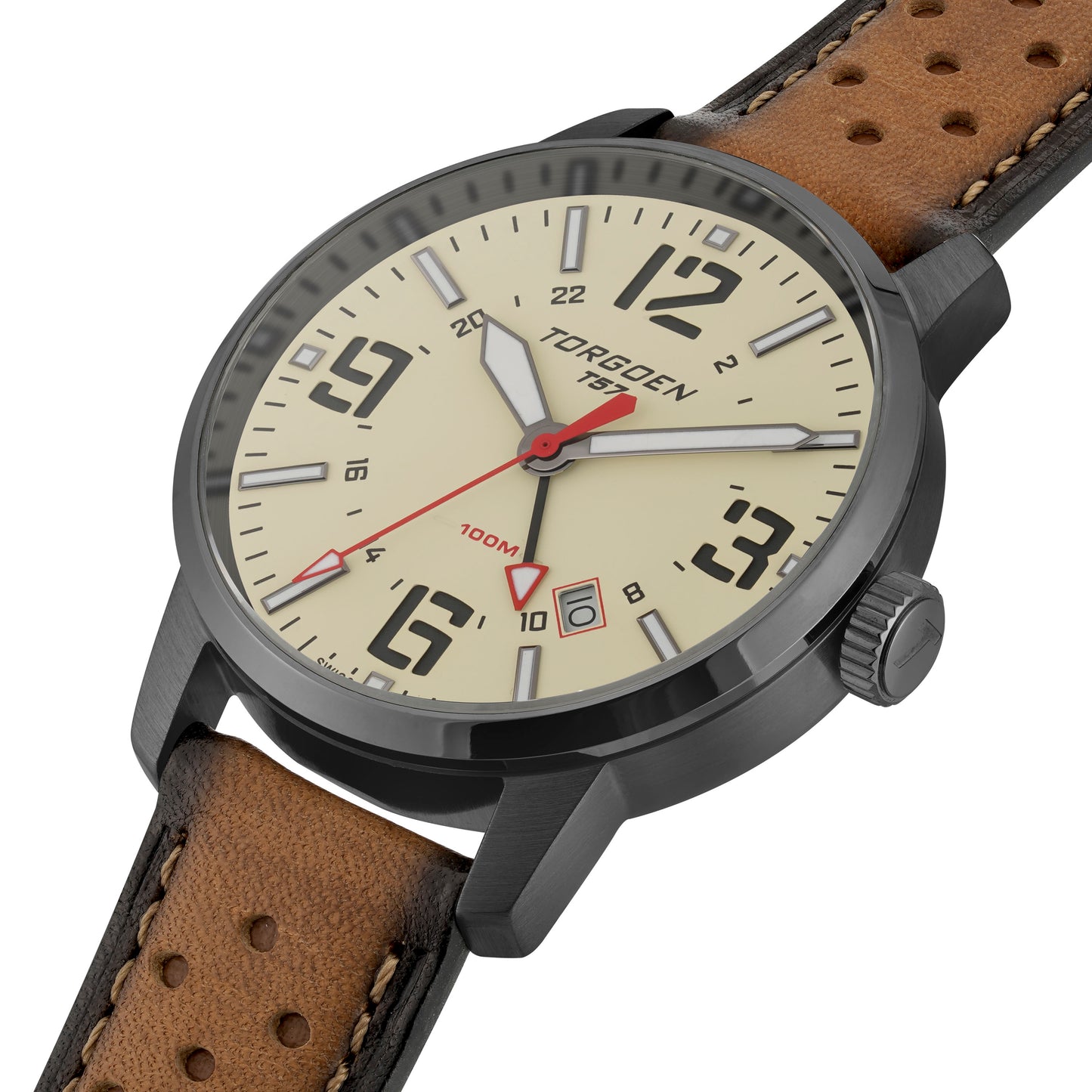 T57 Cream GMT Sapphire | 41mm, Tan Leather