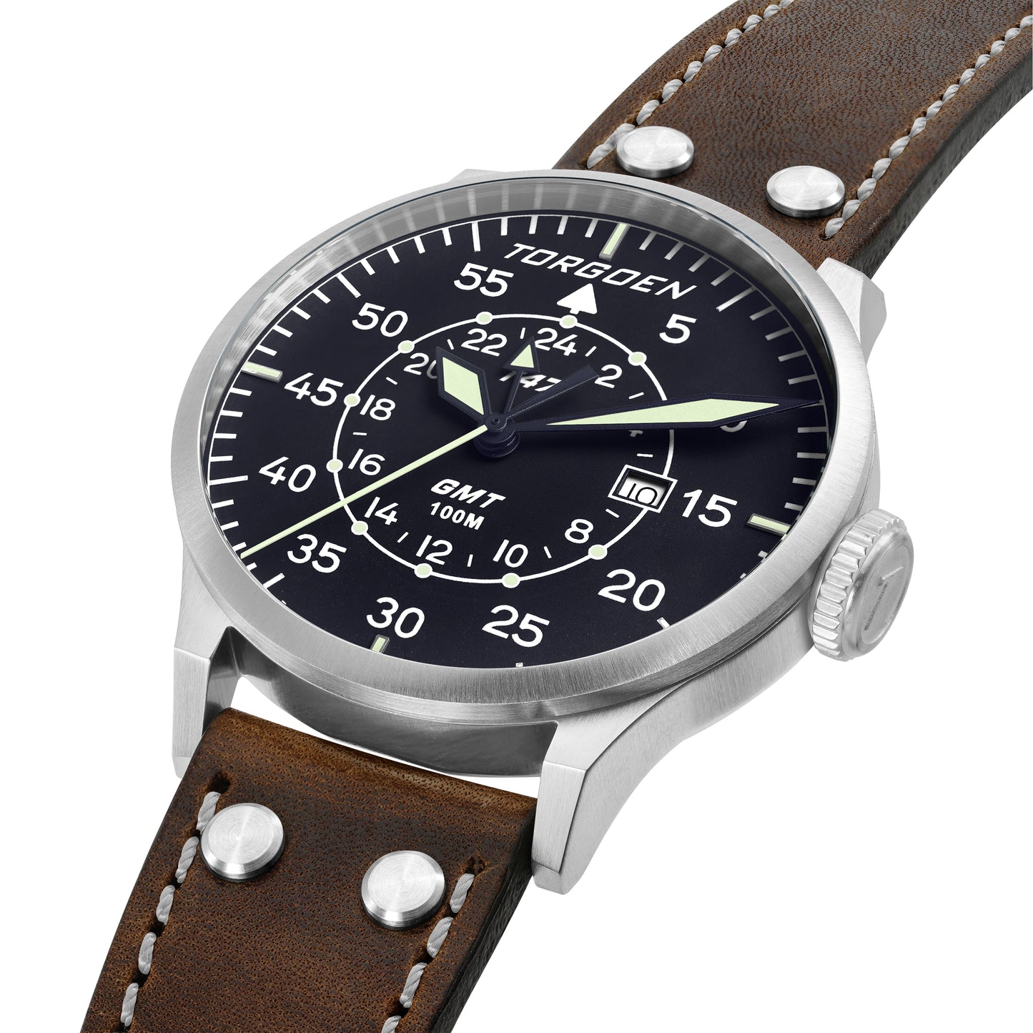 T47 Jumbo Blue Sapphire GMT | 47mm, Brown Leather Strap