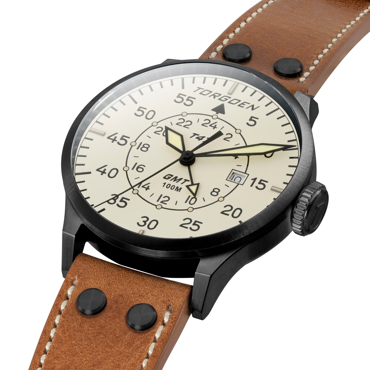 T47 Jumbo Cream Sapphire GMT | 47mm, Tan Leather Strap