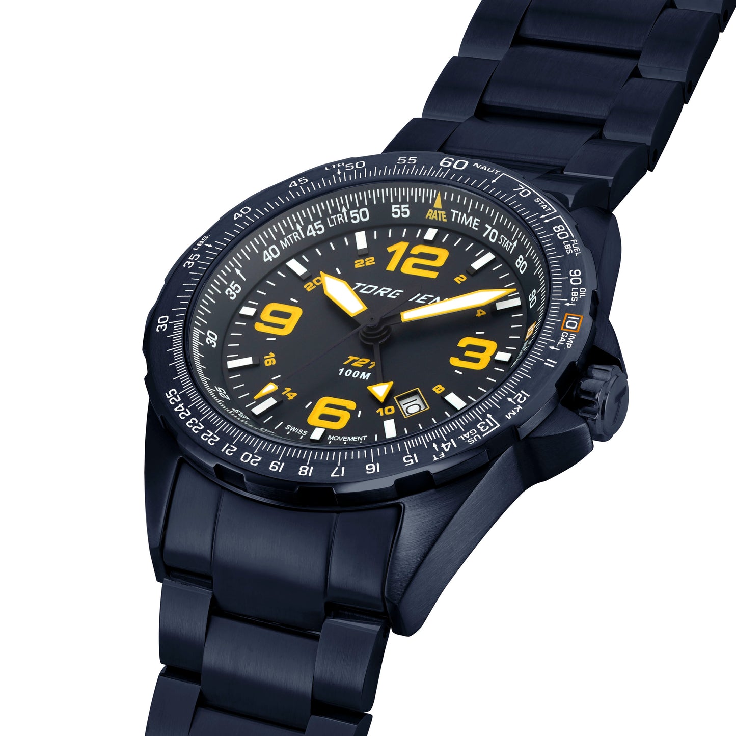 T21 Navy Ion Plated Sapphire | 44mm, Navy Stainless Steel Strap