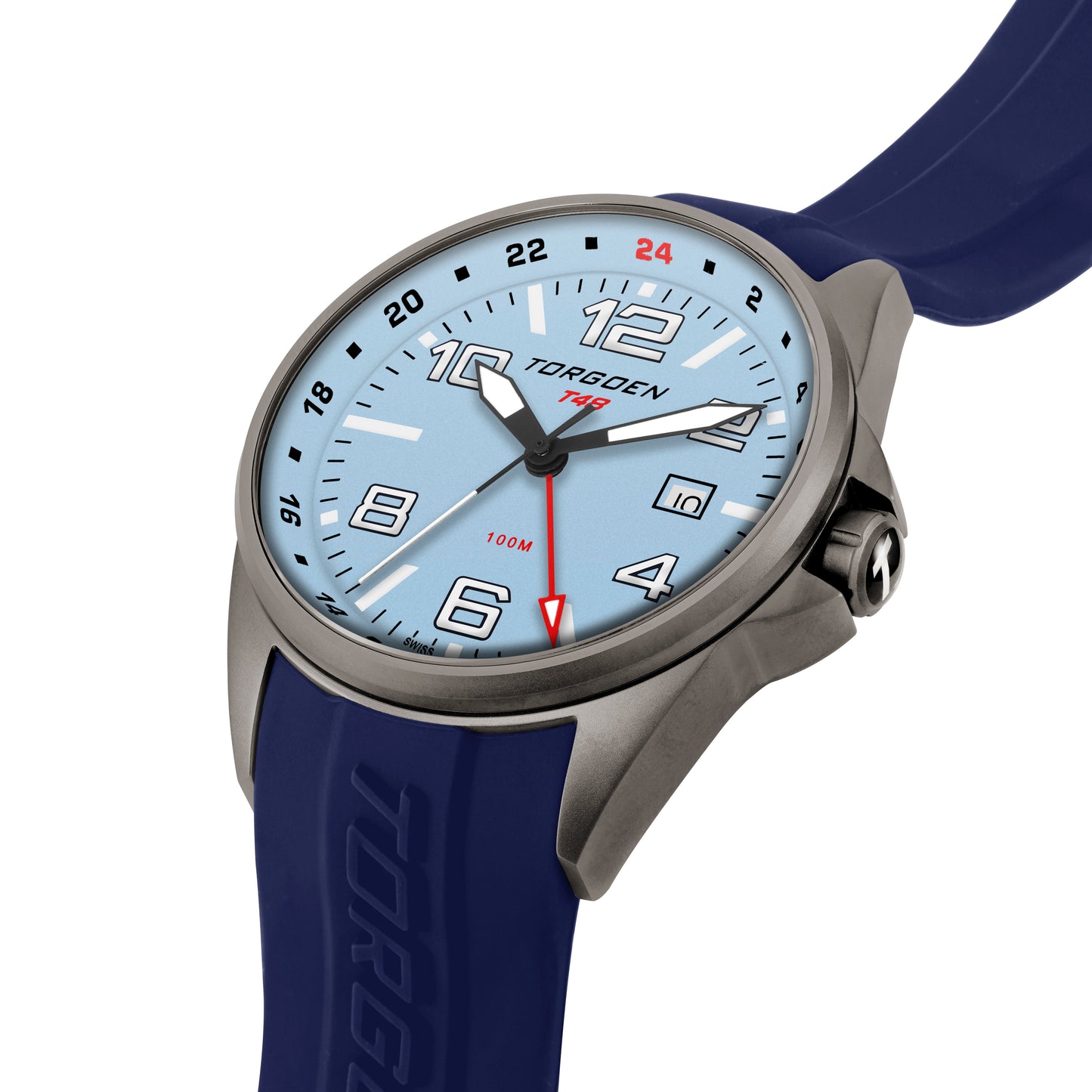 T48 GMT Ice Blue Ion Plated | 44mm, Navy Silicone Strap