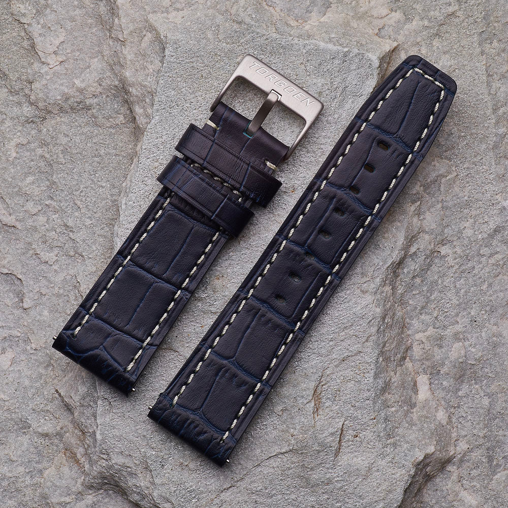 Blue Crocodile Pattern Strap | 22mm