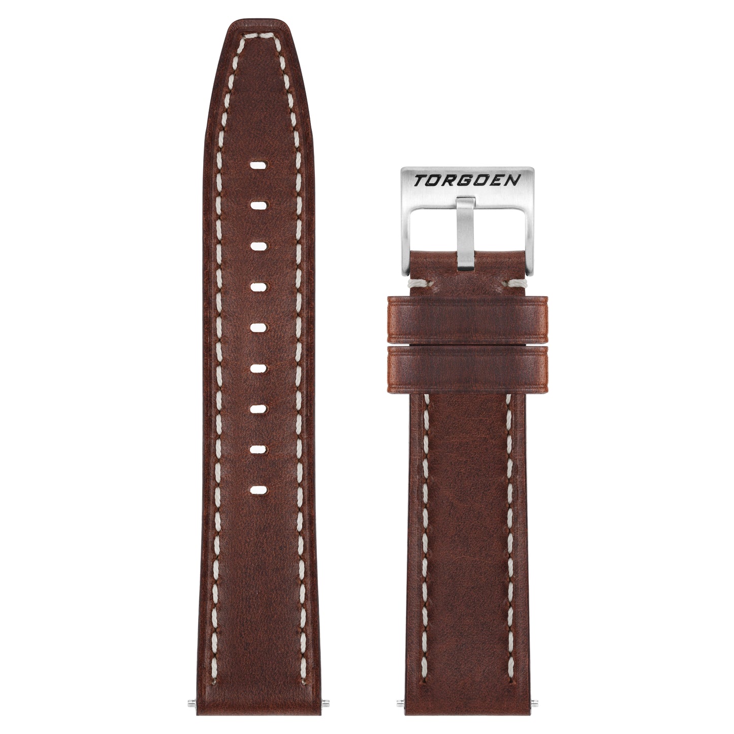Brown Distressed Leather Strap | 22mm Stainless Steel Buckle