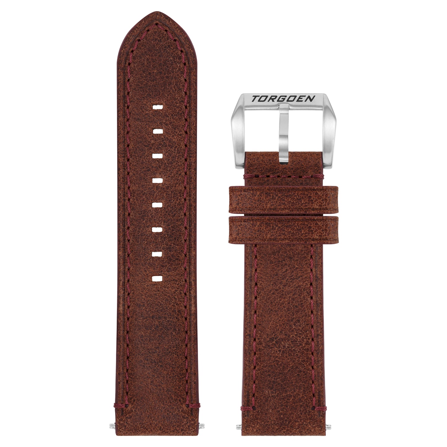 Brown Distressed Leather Strap | 24mm Stainless Steel Buckle