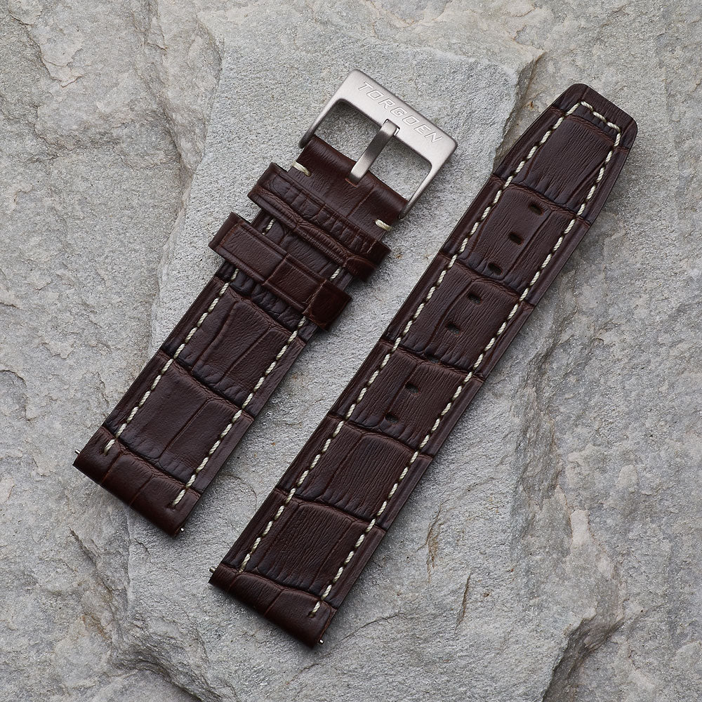 Brown Crocodile Pattern Strap | 22mm