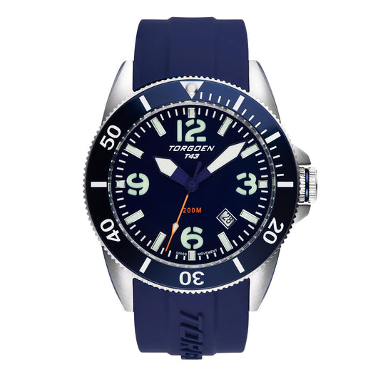 T43 Navy Diver Sapphire | 44mm, Navy Silicone Strap