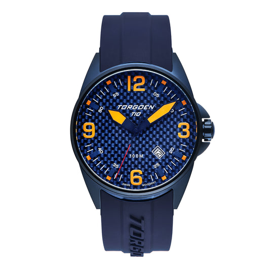 T10 Kingfisher Carbon Sapphire | 44mm, Blue Silicone Strap