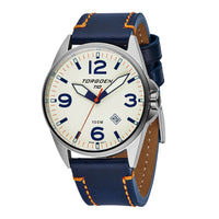 T10 White Tern | 44mm, Blue Leather Strap