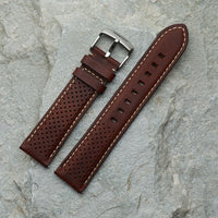 Brown Leather Strap With Holes | 20mm Silver buckle