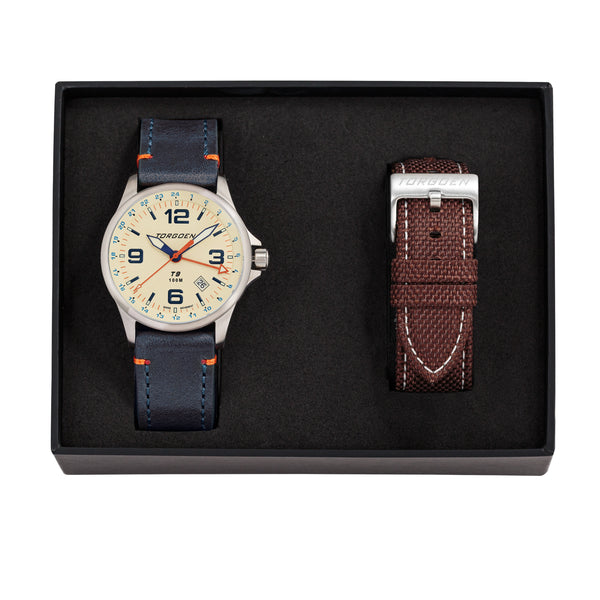 Torgoen T9 Lazuli GMT Set 42mm Brown Nylon Strap