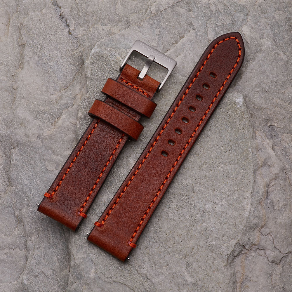 Brown Strap w/ Orange Stitching | 22mm
