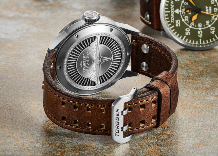 T47 Jumbo Green Sapphire GMT | 47mm, Brown Leather Strap – Torgoen