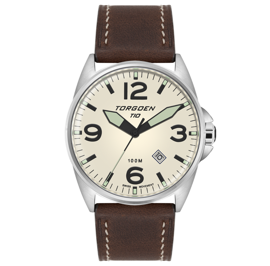 T10 Wren | 44mm, Leather Strap