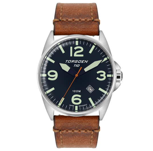 T10 Blue Tanager | 44mm, Vintage Leather Strap