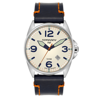 T10 White Tern | 44mm, Blue Leather Strap