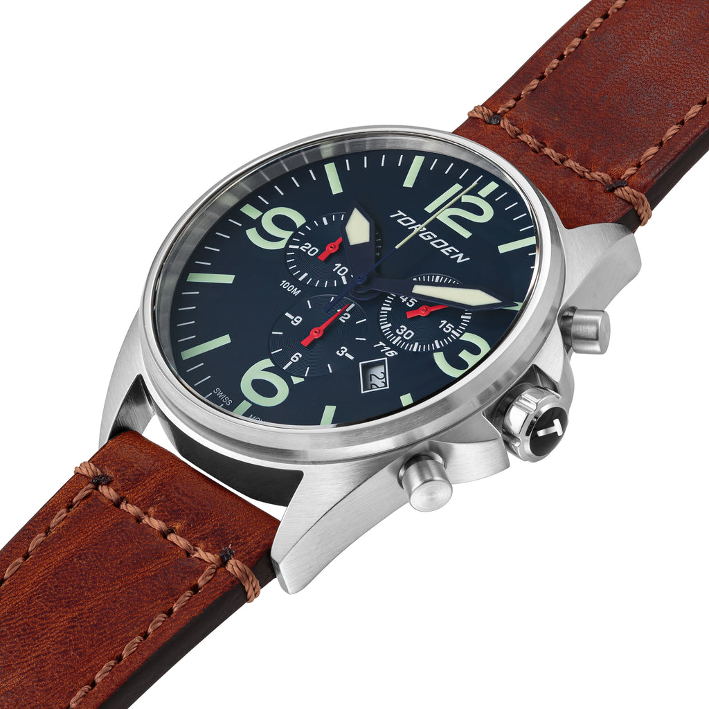 T16 Blue Sapphire | 44mm, Vintage Leather Strap