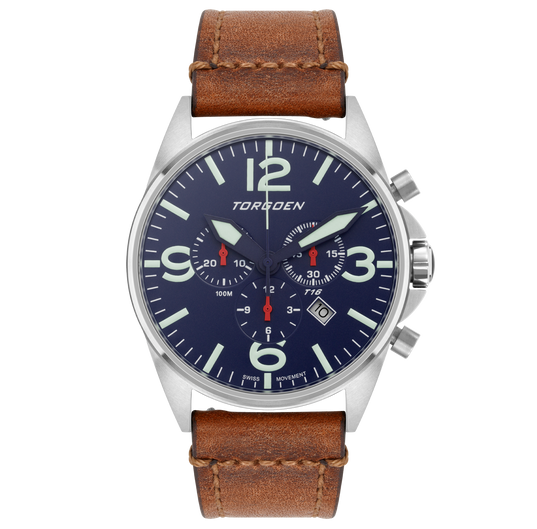 T16 Blue Sapphire | 44mm, Vintage Leather Strap