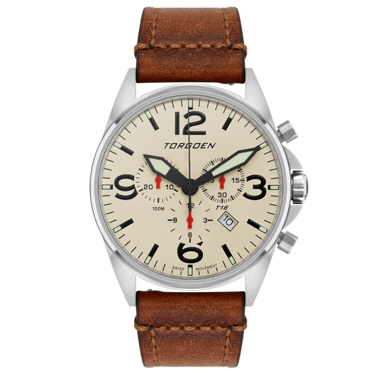 T16 Cream Sapphire | 44mm, Vintage Leather Strap