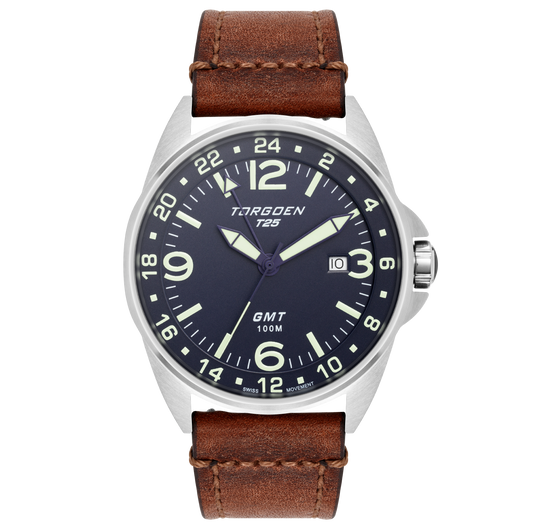 T25 Blue Sapphire | 44mm, Vintage Leather Strap