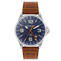 T9 Bluebird Sapphire GMT | 42mm, Brown Leather Strap