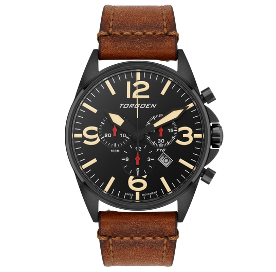 T16 Black Sapphire | 44mm, Vintage Leather Strap