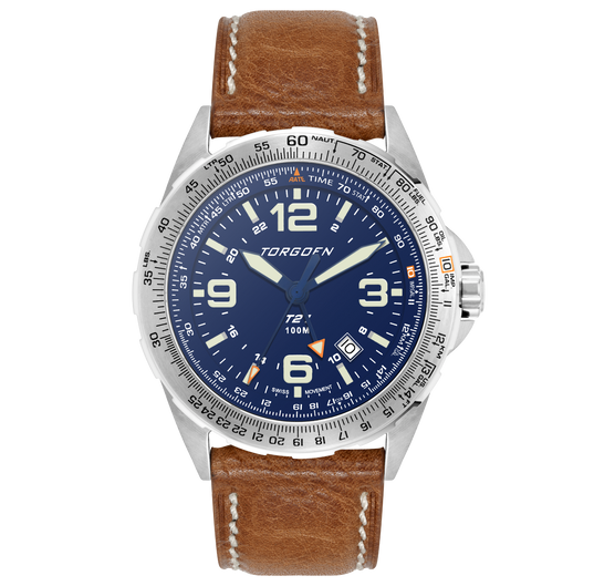 T21 Blue Sapphire | 44mm, Vintage Leather Strap