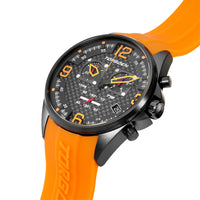 T18 Black Orange Carbon | 45mm, Orange Silicone Strap