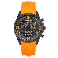 T18 Black Orange Carbon | 45mm, Orange Silicone Strap