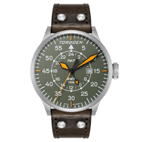 T47 Jumbo Grey Sapphire GMT | 47mm, Dark Brown Leather Strap