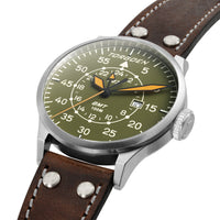 T47 Jumbo Green Sapphire GMT | 47mm, Brown Leather Strap