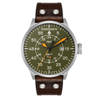 T47 Jumbo Green Sapphire GMT | 47mm, Brown Leather Strap