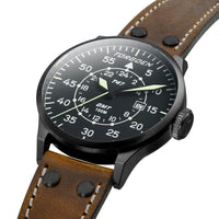 T47 Jumbo Black Sapphire GMT | 47mm, Brown Leather Strap