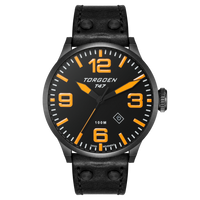 T47 Jumbo Black Sapphire | 47mm, Black leather strap