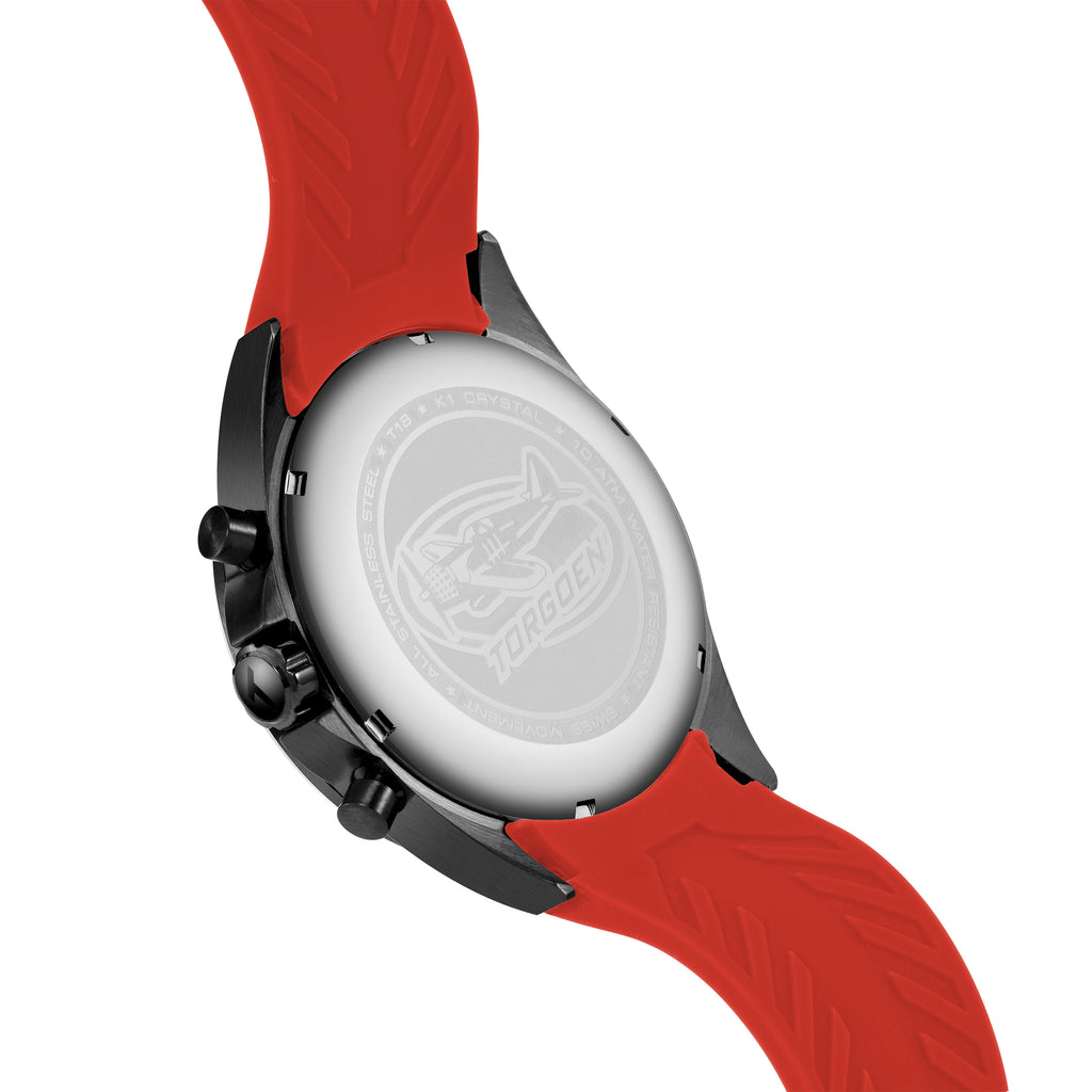 T18 Red Carbon Fiber | 45mm, Red Silicone Strap