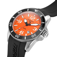 T43 Orange | 44mm, Black Silicone Strap