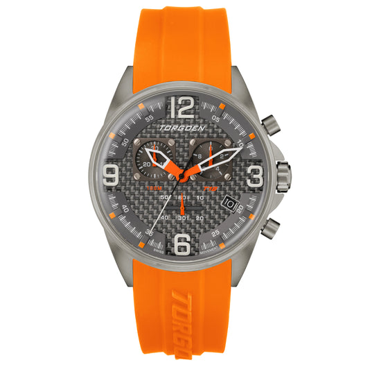 T18 Gunmetal Orange | 45mm, Orange Silicone Strap