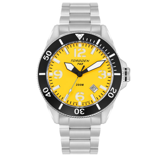 T43 Yellow Diver Sapphire | 44mm, Stainless Steel Bracelet