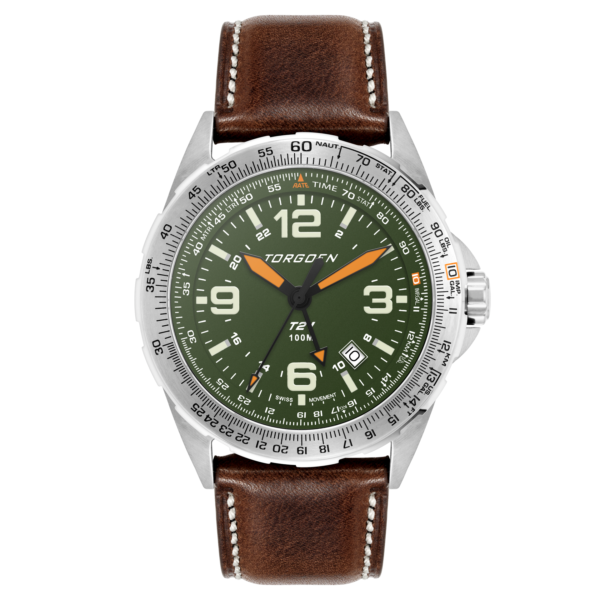 2tone ショップオリジナル T21 Green Sapphire | 44mm, Vintage Leather Strap – Torgoen