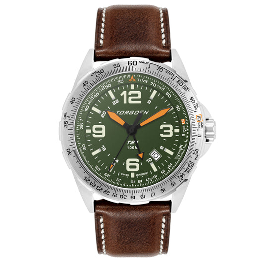 T21 Green Sapphire | 44mm, Vintage Leather Strap