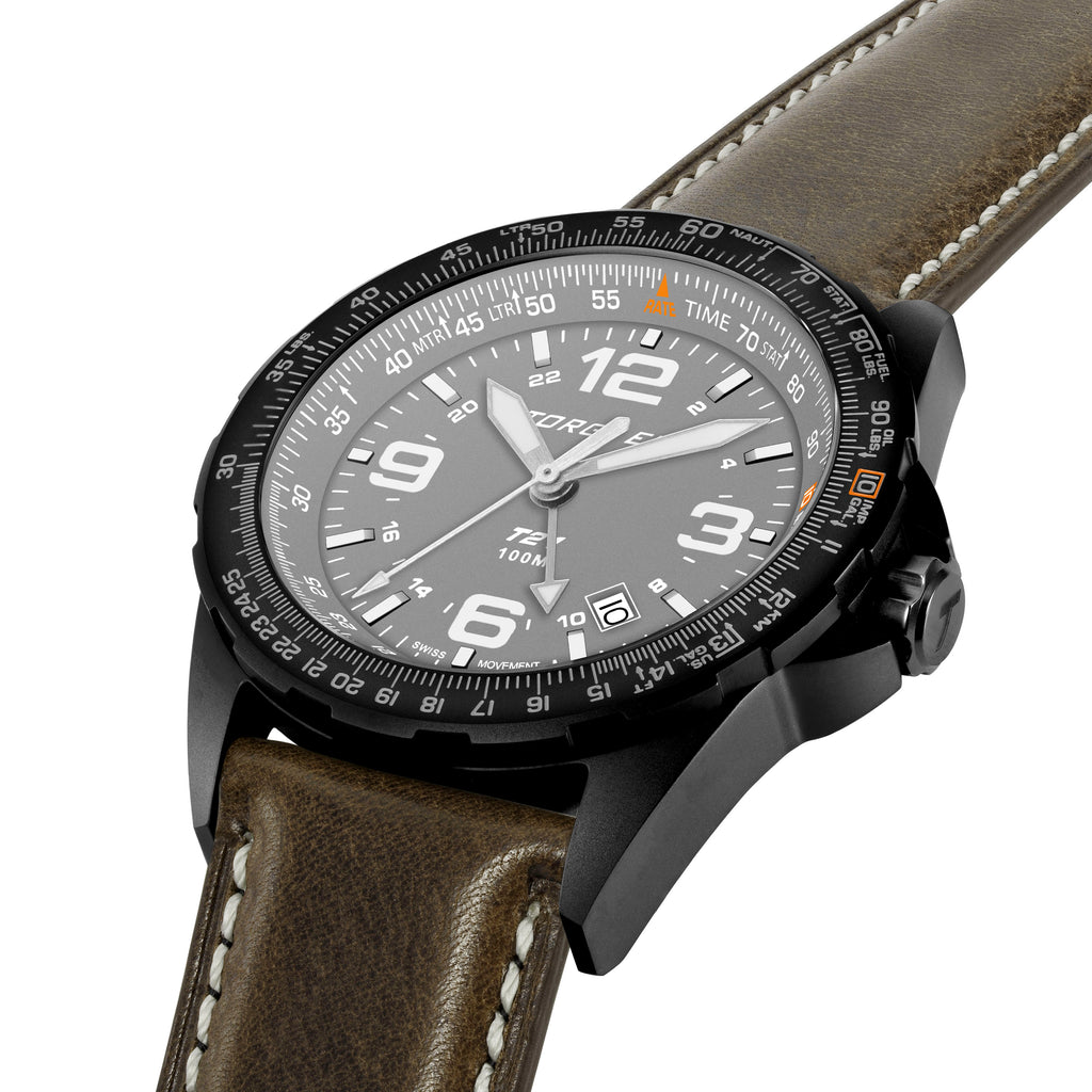 T21 Grey Sapphire | 44mm, Vintage Leather Strap