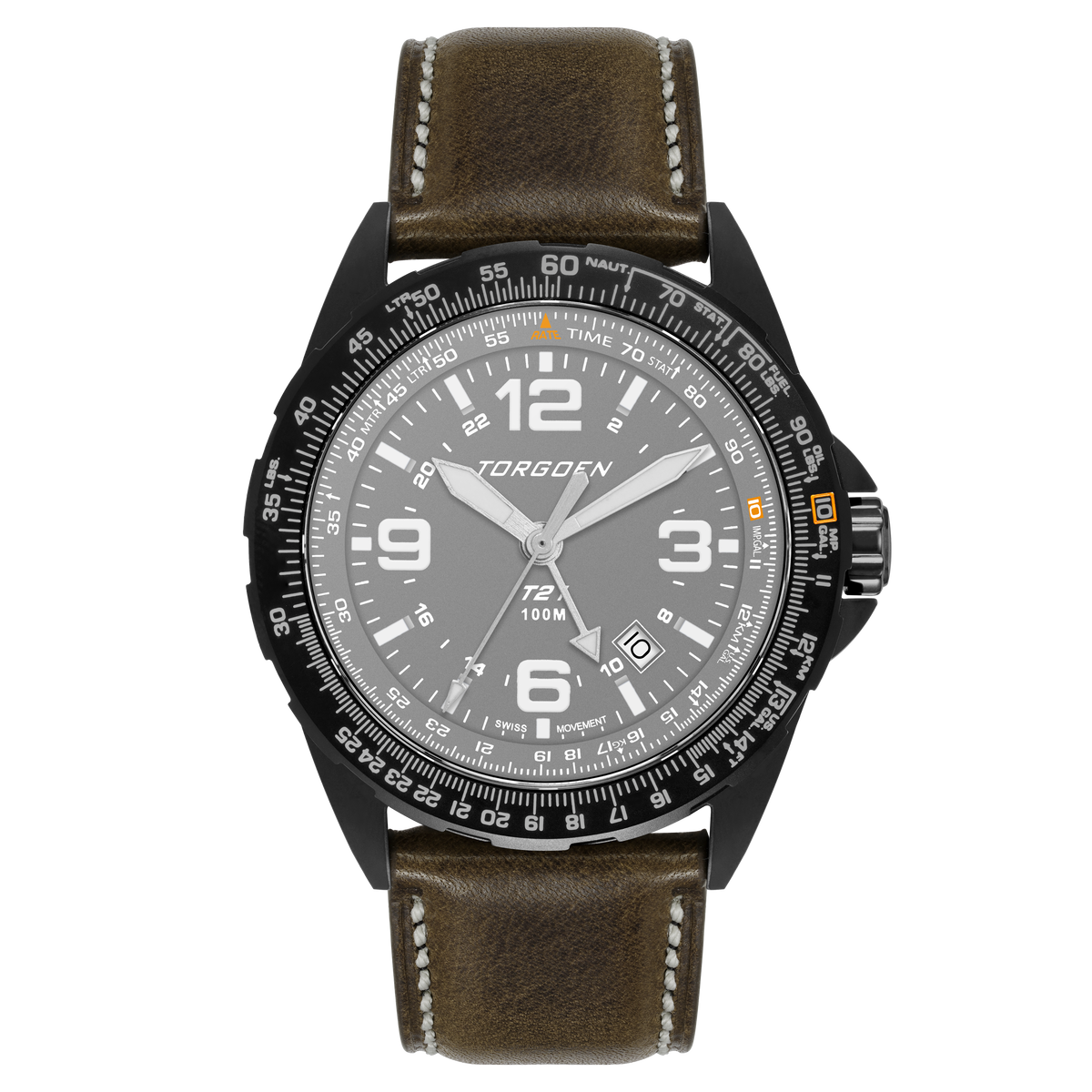 T21 T21 Grey Sapphire | 44mm, Vintage Leather Strap – Torgoen