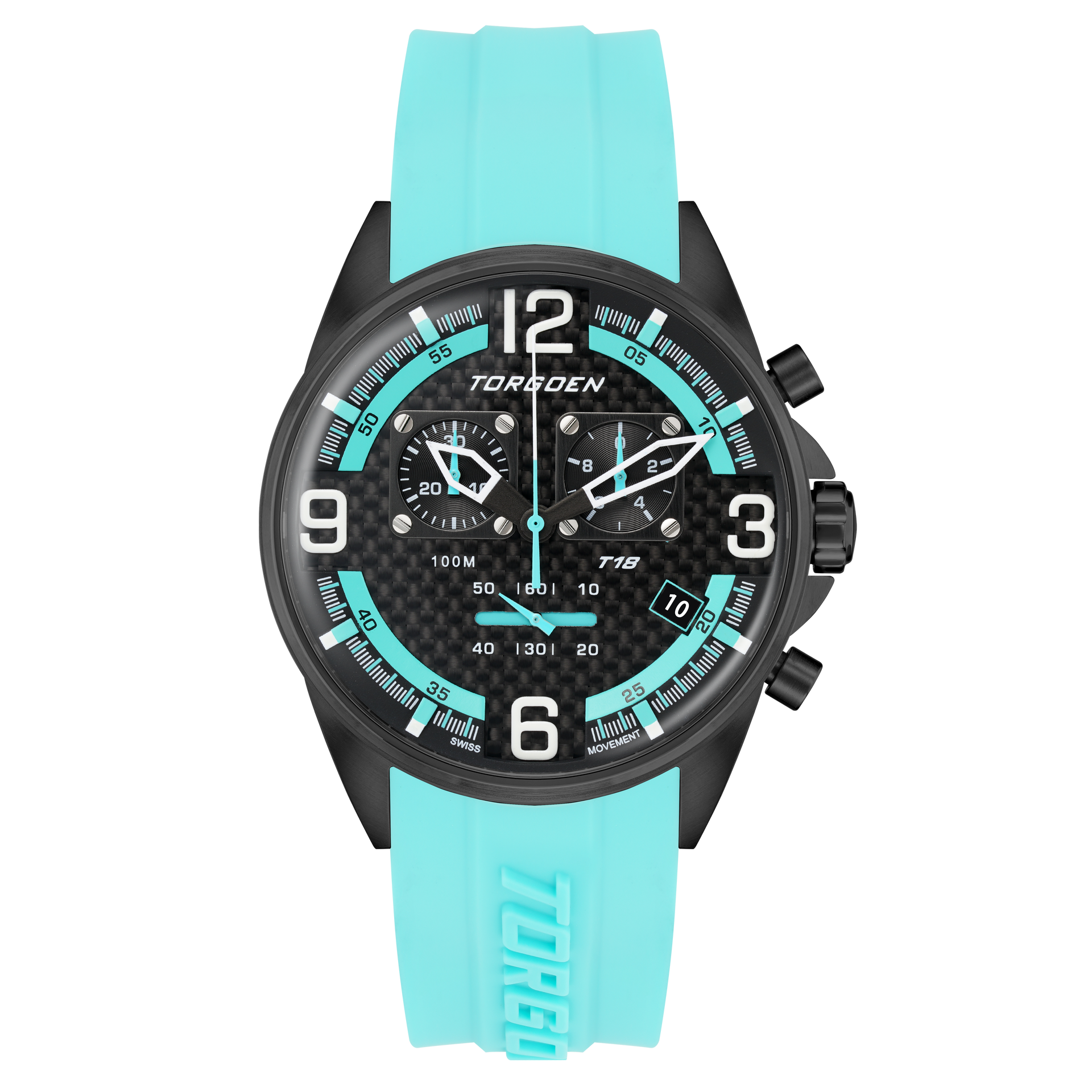 T18 Cyan | 45mm, Cyan Silicone Strap – Torgoen
