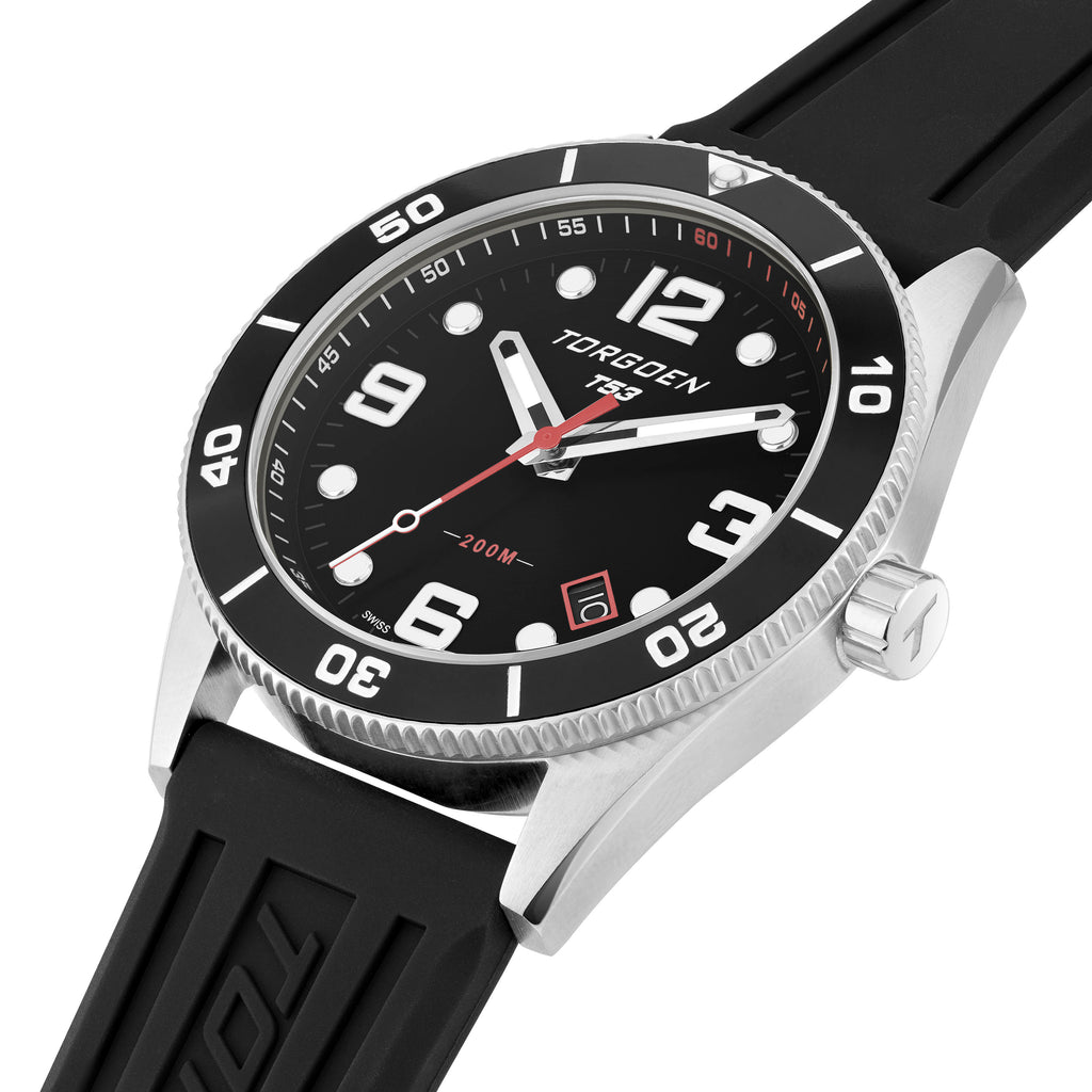 T53 Diver Black | 41mm, Black Silicone Strap