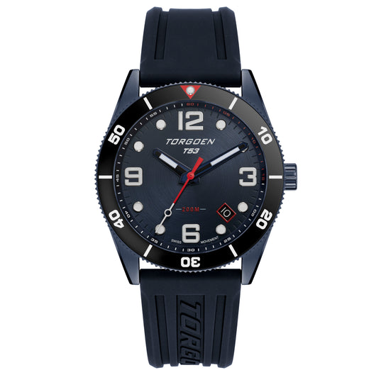 T53 Diver Navy | 41mm, Navy Silicone Strap